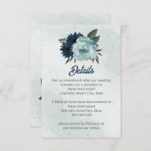 ほこりっぽい青と海軍の花ボタニカル結婚ズ エンクロージャーカード (正面/裏面)