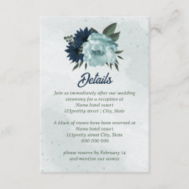 ほこりっぽい青と海軍の花ボタニカル結婚ズ エンクロージャーカード