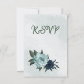 ほこりっぽい青と海軍の花ボタニカル結婚ズ 出欠カード (裏面)
