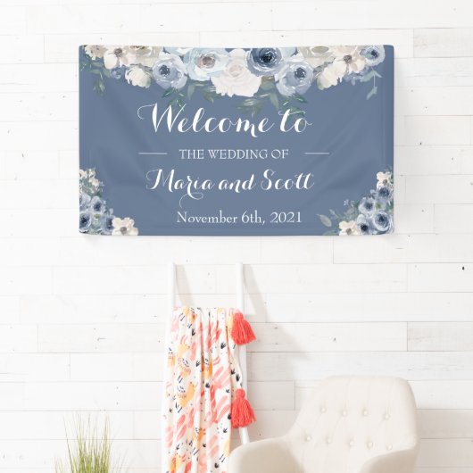 ほこりっぽい青と灰色のフローラの結婚植物 横断幕 (インサイチュ)