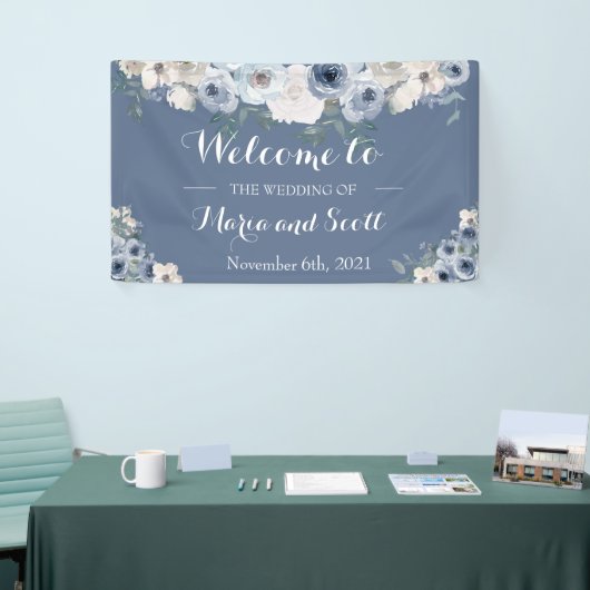 ほこりっぽい青と灰色のフローラの結婚植物 横断幕 (トレードショー)