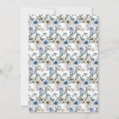 ほこりっぽい青と灰色のフローラボタニカル結婚ズ セーブザデート (裏面)