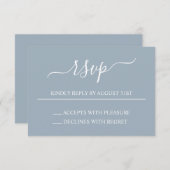 ほこりっぽい青と白のエレガントな結婚式 出欠カード (正面/裏面)