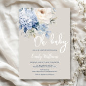 ほこりっぽい青と白のフローラの赤ちゃんシャワーの招待 招待状