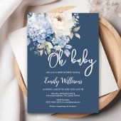 ほこりっぽい青と白のフローラの赤ちゃんシャワーの招待 招待状