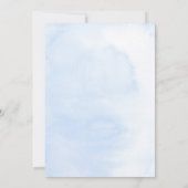 ほこりっぽい青と白のフローラバプテスマ 招待状 (裏面)