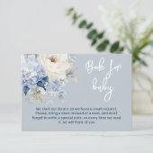 ほこりっぽい青と白のフローラベビーシャワーカード エンクロージャーカード (スタンド正面)
