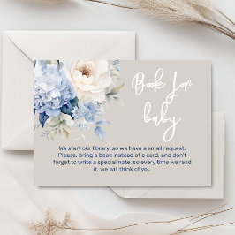 ほこりっぽい青と白のフローラベビーシャワーカード エンクロージャーカード