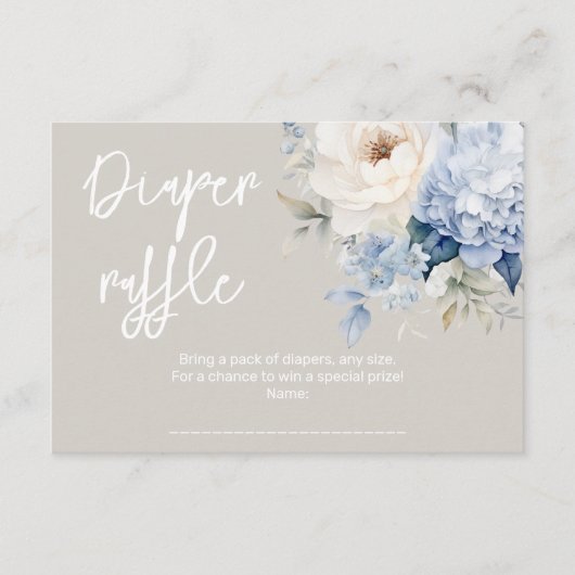 ほこりっぽい青と白のフローラベビーシャワーカード エンクロージャーカード (正面)