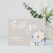 ほこりっぽい青と白のフローラベビーシャワーカード サンキューカード (スタンド正面)