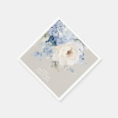 ほこりっぽい青と白のフローラベビーシャワーカード スタンダードカクテルナプキン (角)