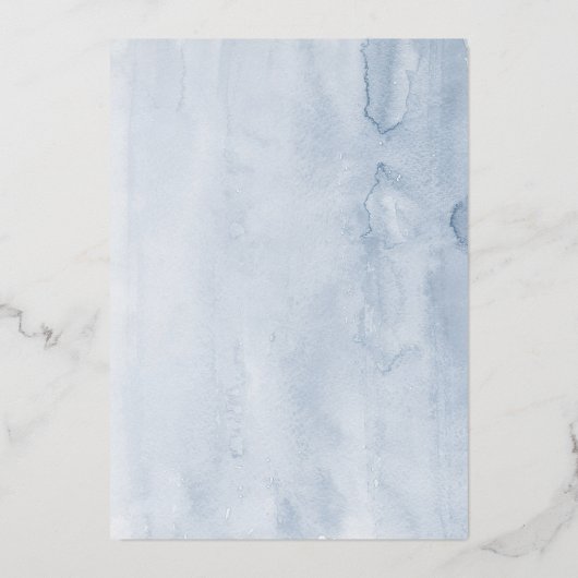 ほこりっぽい青と白のフローラボタニッ結婚クス 箔招待状 (裏面)