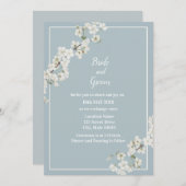 ほこりっぽい青と白のフローラ招待状 招待状 (正面/裏面)
