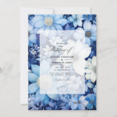 ほこりっぽい青と白のフローラ結婚ズ 招待状 (正面)