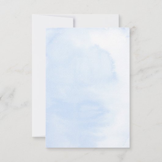 ほこりっぽい青と白のフローラ結婚式RSVP 出欠カード (裏面)