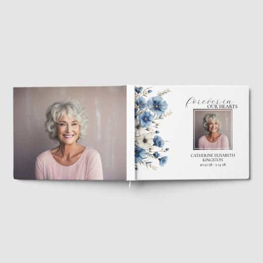 ほこりっぽい青と白のフローラ葬祭記念碑 ゲストブック (全面)