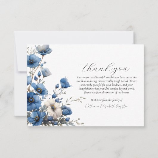 ほこりっぽい青と白のフローラ記念碑 サンキューカード (正面)