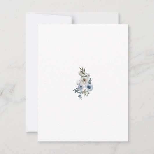 ほこりっぽい青と白のフローラ金ゴールドボタニカル結婚ズ 招待状 (裏面)