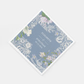 ほこりっぽい青と白の水色のフローラ結婚ズ スタンダードランチョンナプキン (角)