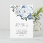 ほこりっぽい青と白の水色のフローラ結婚ズ 招待状 (スタンド正面)