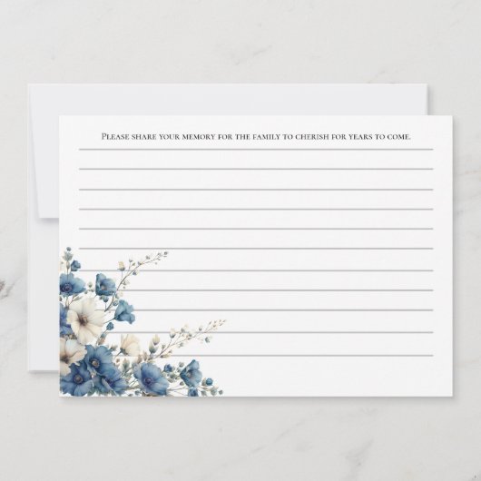 ほこりっぽい青と白の葬儀記念メモリーカード 招待状 (裏面)