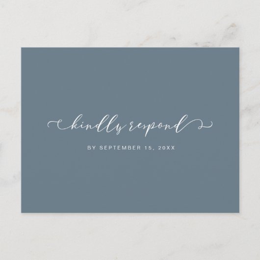 ほこりっぽい青と白のrsvpと食事の選択 インビテーションポストカード (正面)