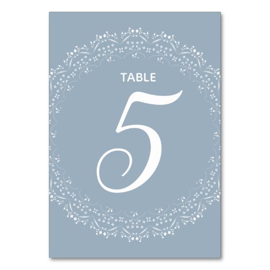 ほこりっぽい青と白マンダラテーブルカード テーブルナンバー (正面)