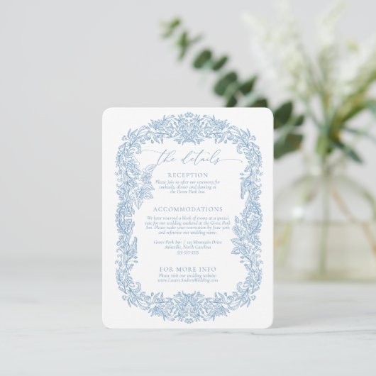 ほこりっぽい青と白モダン丸い角結婚角 エンクロージャーカード (スタンド正面)