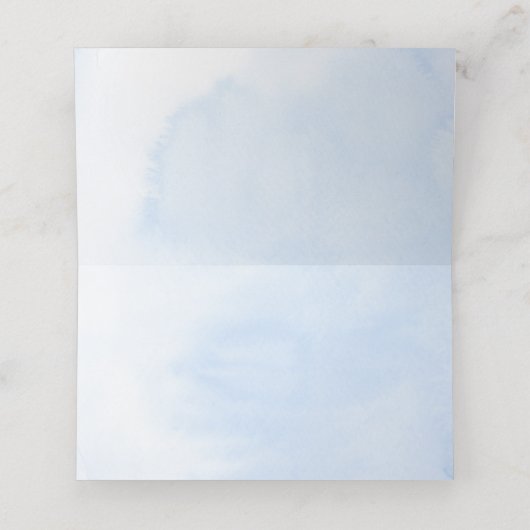 ほこりっぽい青と白結婚の花 プレイスカード (内部開封)