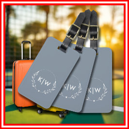 ほこりっぽい青と白 | イニシャルモダンモノグラム ラゲッジタグ