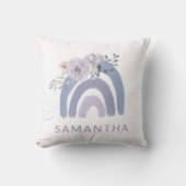 ほこりっぽい青と紫のボホの虹と花 クッション (正面)