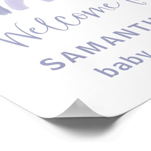 ほこりっぽい青と紫の虹の赤ちゃんシャワーへようこそ ポスター (角)