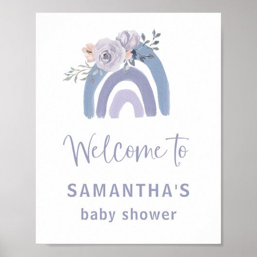 ほこりっぽい青と紫の虹の赤ちゃんシャワーへようこそ ポスター (正面)