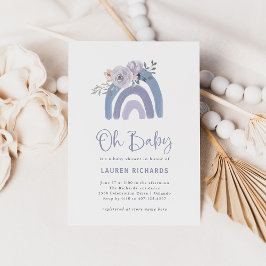 ほこりっぽい青と紫ボホレインボーああ赤ちゃんシャワー 招待状