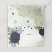 ほこりっぽい青と紺の花の緑ca プレイスカード (外部開封)