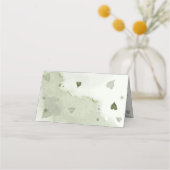 ほこりっぽい青と紺の花の緑ca プレイスカード (裏面)