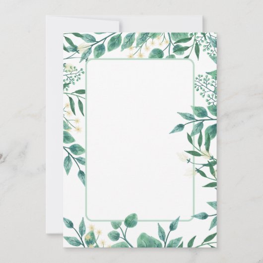 ほこりっぽい青と緑の空白の葉 招待状 (正面)