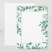 ほこりっぽい青と緑の空白の葉 招待状 (正面/裏面)