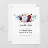 ほこりっぽい青と赤のフローラ水の色の日付を保存 案内ポストカード (正面/裏面)