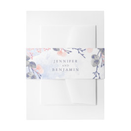 ほこりっぽい青と赤面フローラ水の色結婚ズ 招待状ベリーバンド