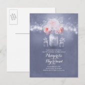 ほこりっぽい青と赤面日付の保存 案内ポストカード (正面/裏面)