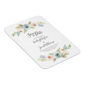 ほこりっぽい青と赤面結婚式の日付磁石を保存 マグネット (右側)