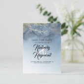 ほこりっぽい青と金ゴールドの保存日 案内ポストカード (スタンド正面)