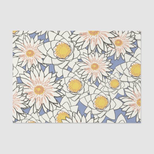 ほこりっぽい青と金ゴールドの大きな花 薄葉紙 (正面)