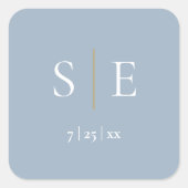 ほこりっぽい青と金ゴールドモノグラム結婚ズ スクエアシール (正面)