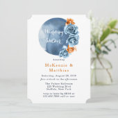 ほこりっぽい青と錆びた牡丹フローラウェディングシャワー 招待状 (スタンド正面)