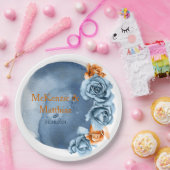 ほこりっぽい青と錆びた牡丹結婚フローラ ペーパープレート (パーティー)