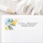 ほこりっぽい青と黄色のフローラ水色 ラベル (インサイチュ)