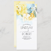 ほこりっぽい青と黄色の花の結婚式 プログラム (正面/裏面)