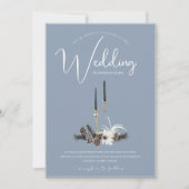ほこりっぽい青と黒のクリスマスキャンドル結婚ズ 招待状 (正面)